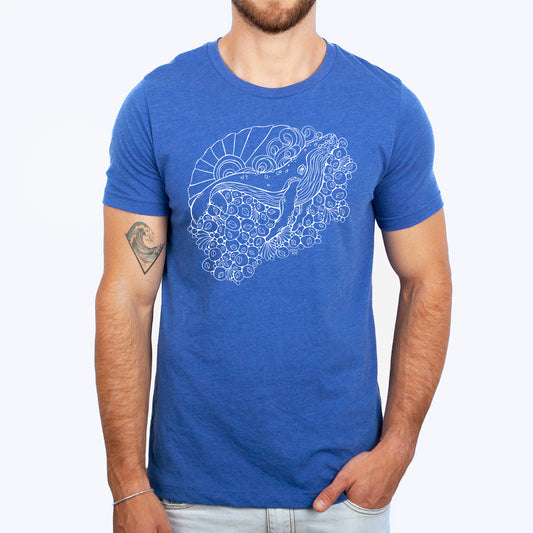 humpback whale royal blue unisex tee