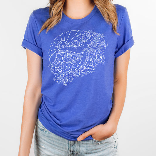 humpback whale royal blue unisex tee