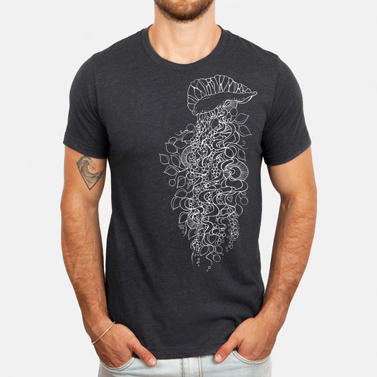 Portuguese man of war design on grey tee