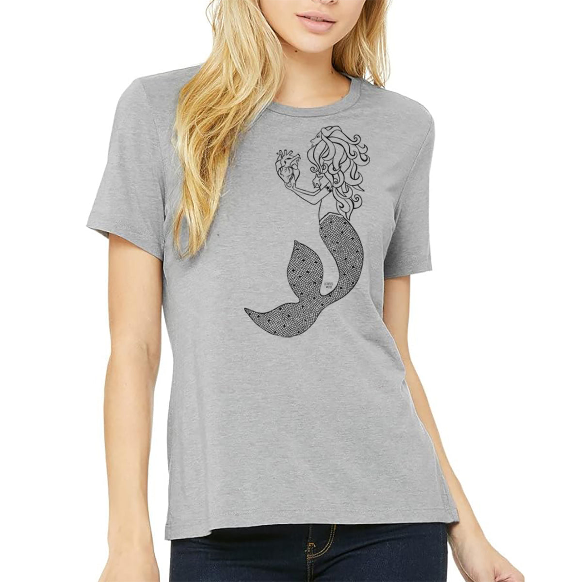 Mermaid Heart (Lt Grey)- Ladies Relaxed Tee