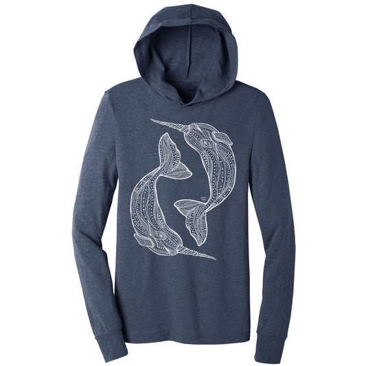 Narwhal (Navy)- Hooded Long Sleeve