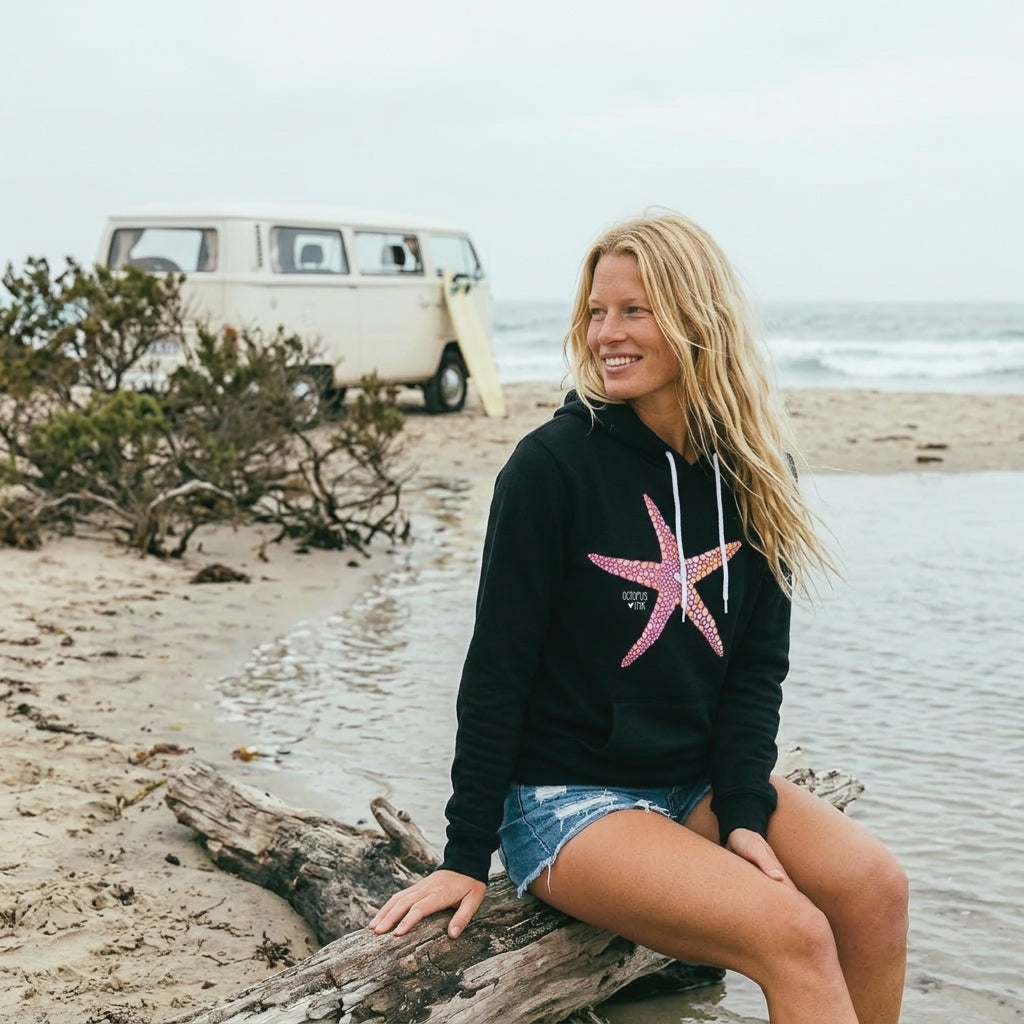 Sea Star (Black)- Fleece Pullover