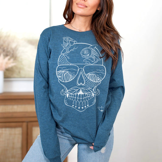 Sugar Skull (Teal)- Long Sleeve