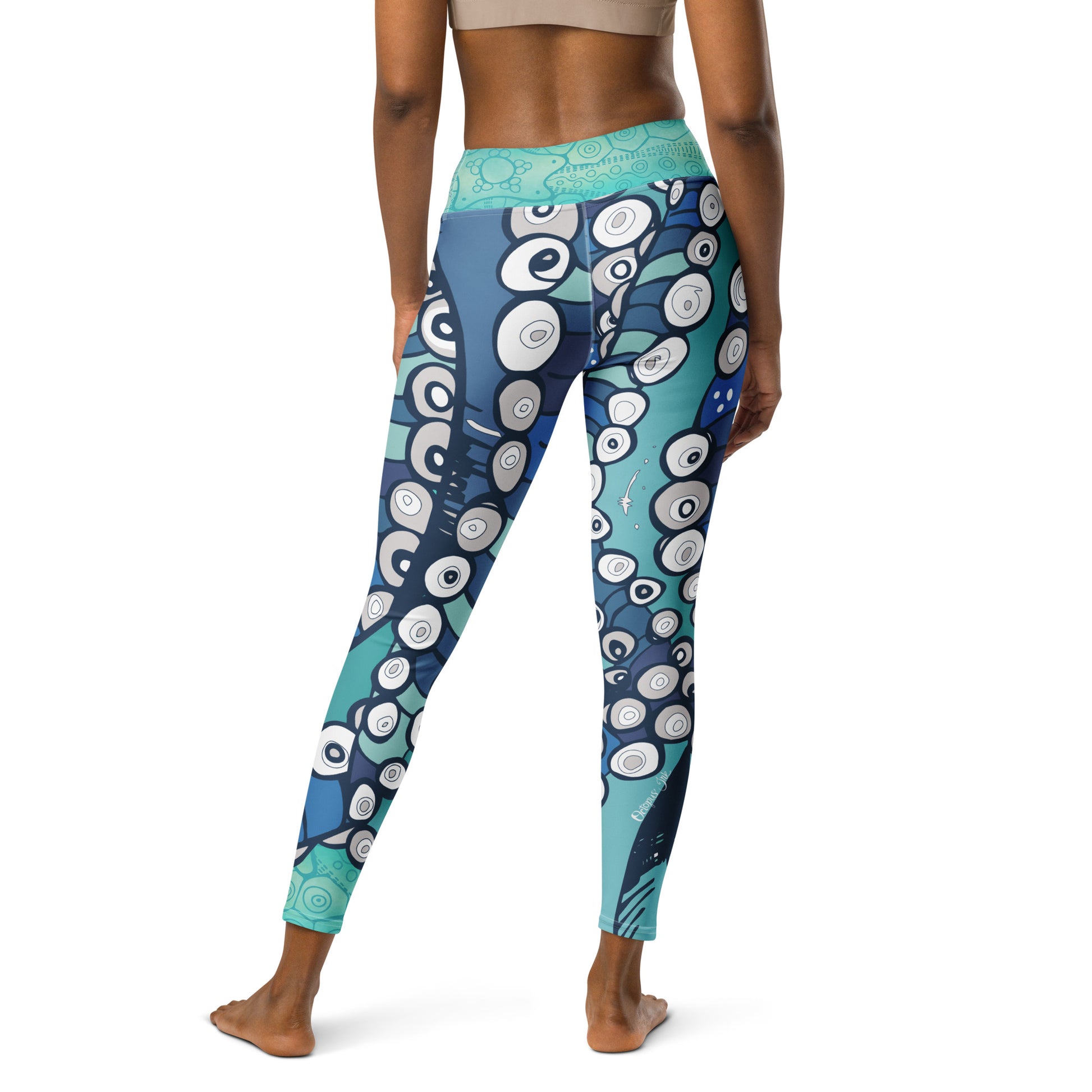 hand painted octopus design on ladies legging