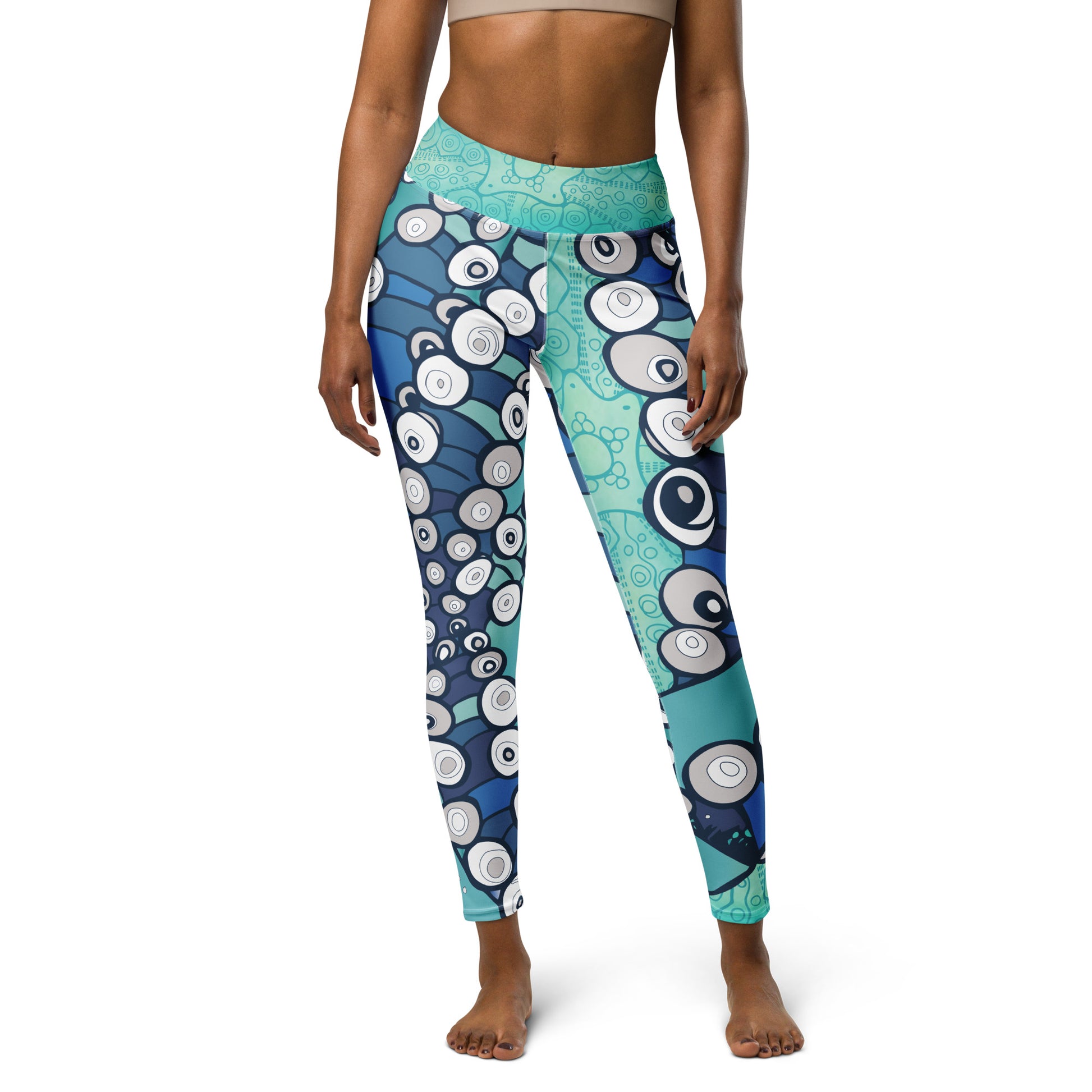 hand painted octopus design on ladies legging