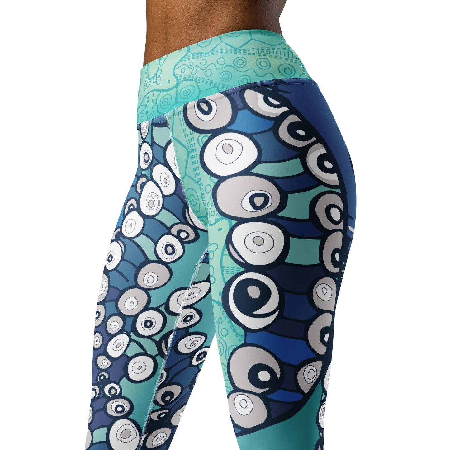 hand painted octopus design on ladies legging