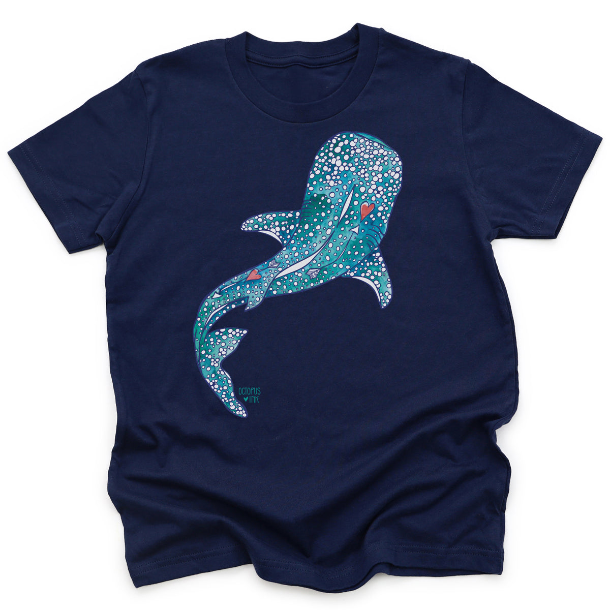 Watercolor Whale Shark (Navy)- Youth Tee