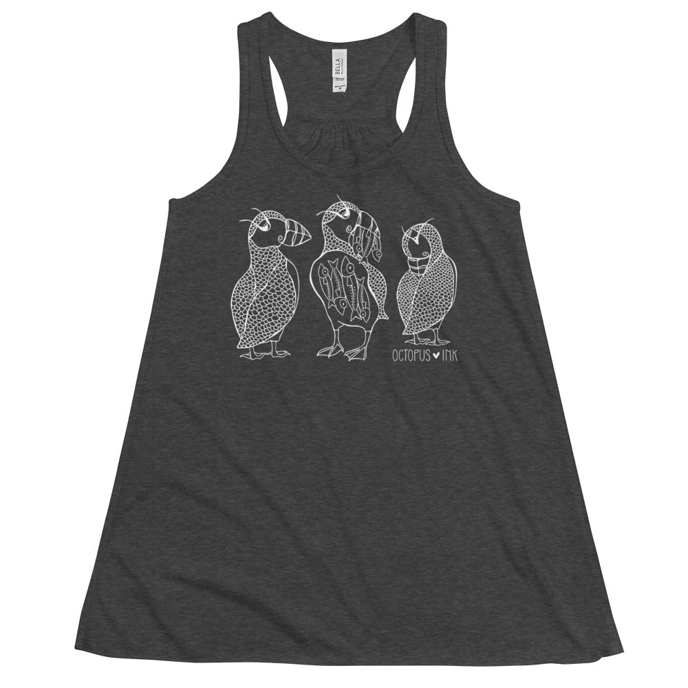 Puffin Family (Grey)- Ladies Racerback Tank