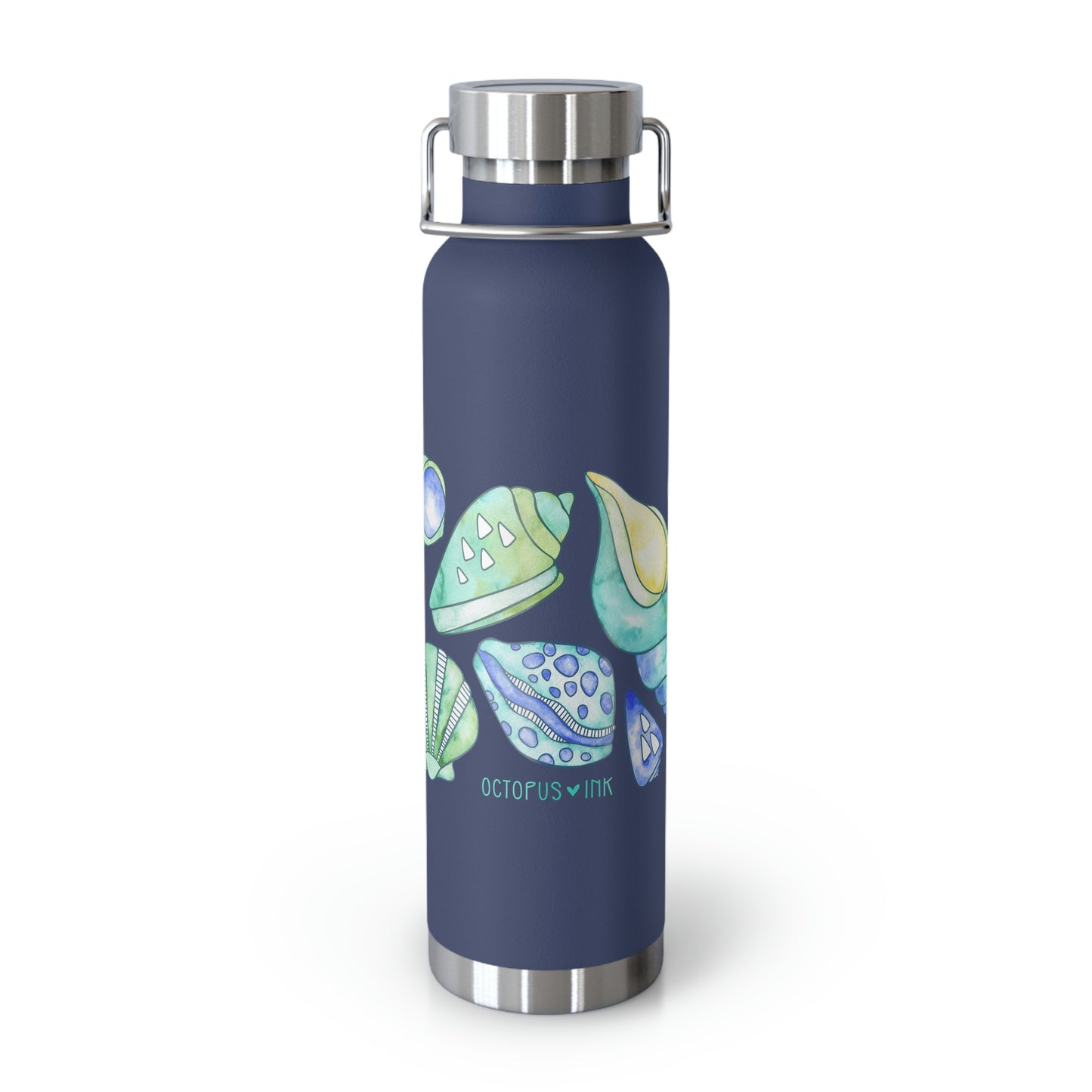 Tide Pool Shells (Navy)- Copper Vacuum Insulated Bottle