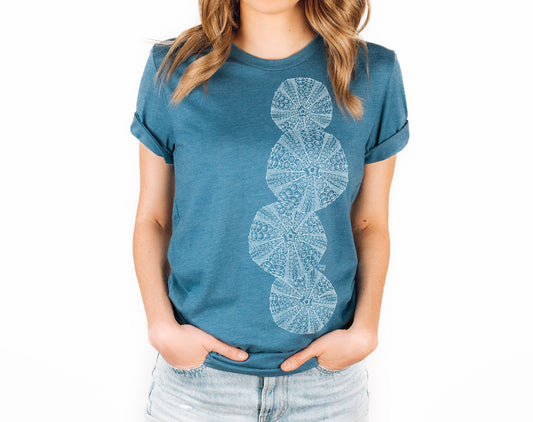 urchin design on unisex teal shirt