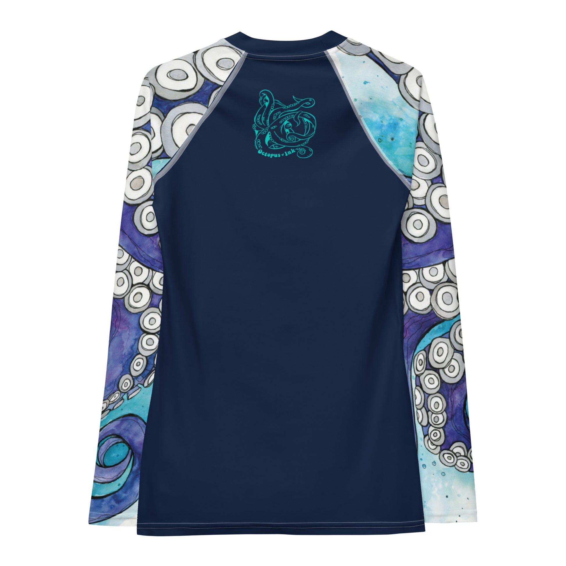 hand painted watercolor octopus designed rash guard