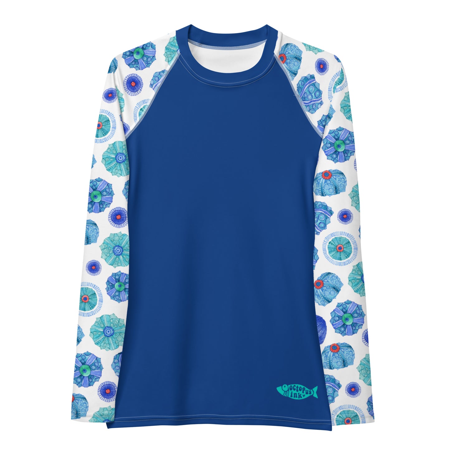 hand painted urchin design on rash guard