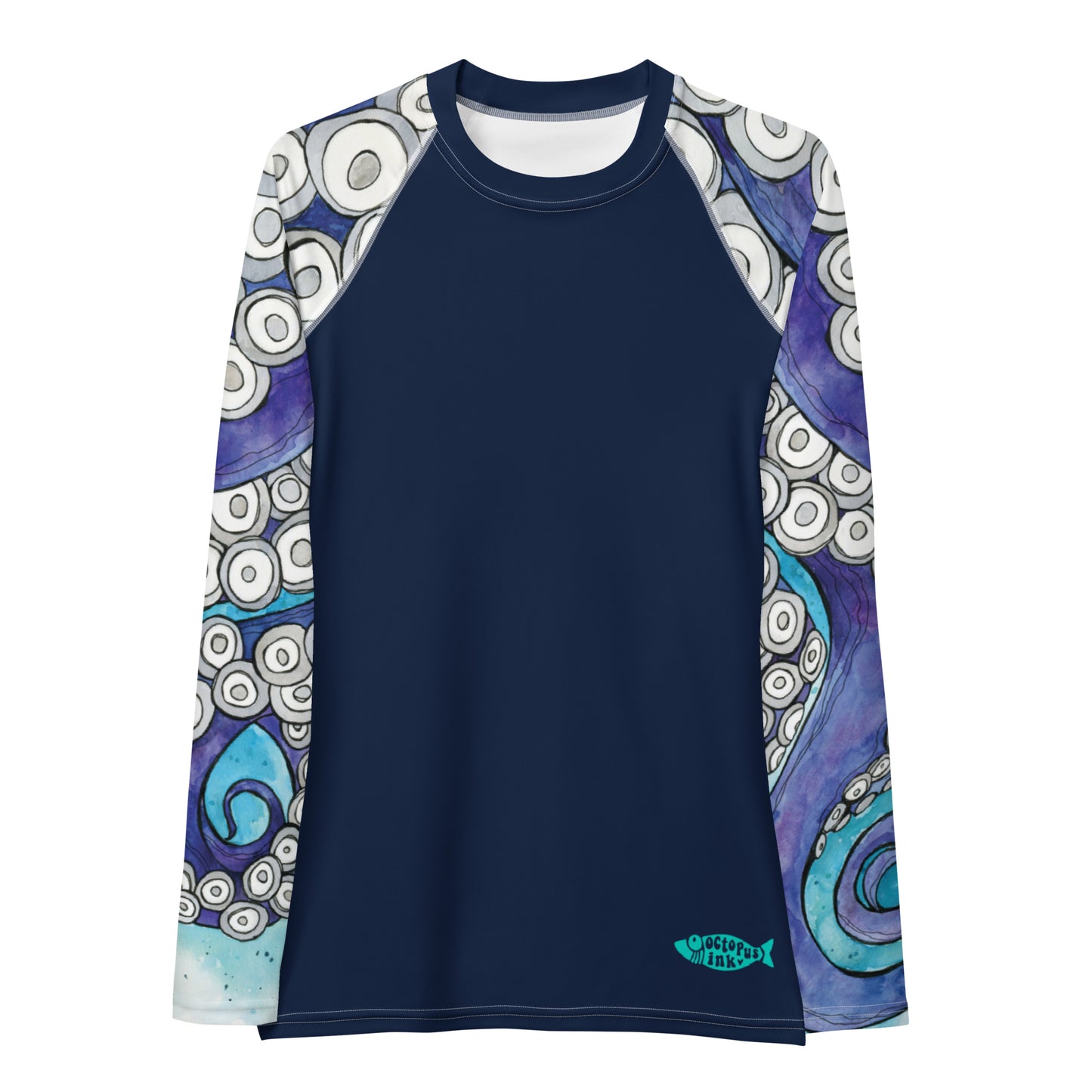 hand painted watercolor octopus designed rash guard
