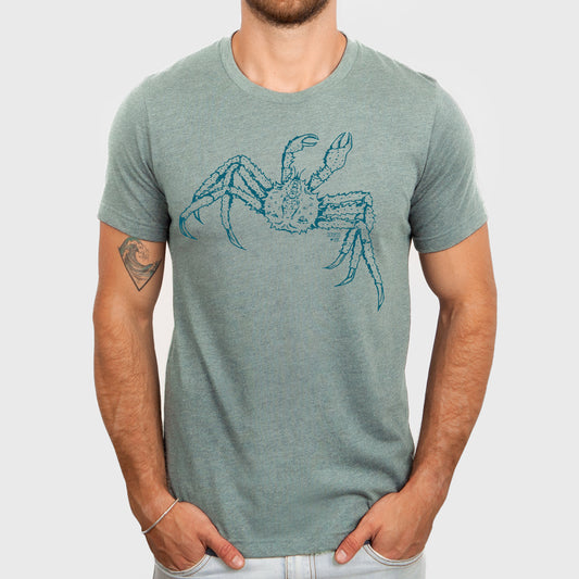 green unisex tee with crab design