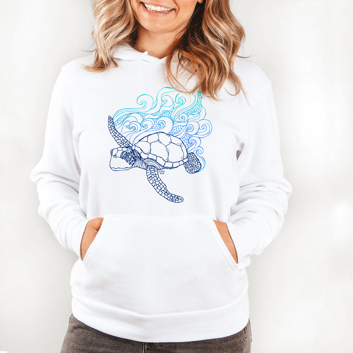 Sea Turtle (White)- Fleece Pullover