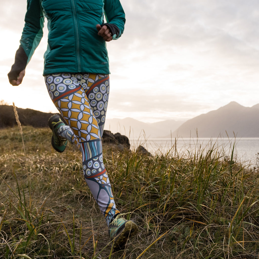 halibut inspired hand drawn design on ladies leggings