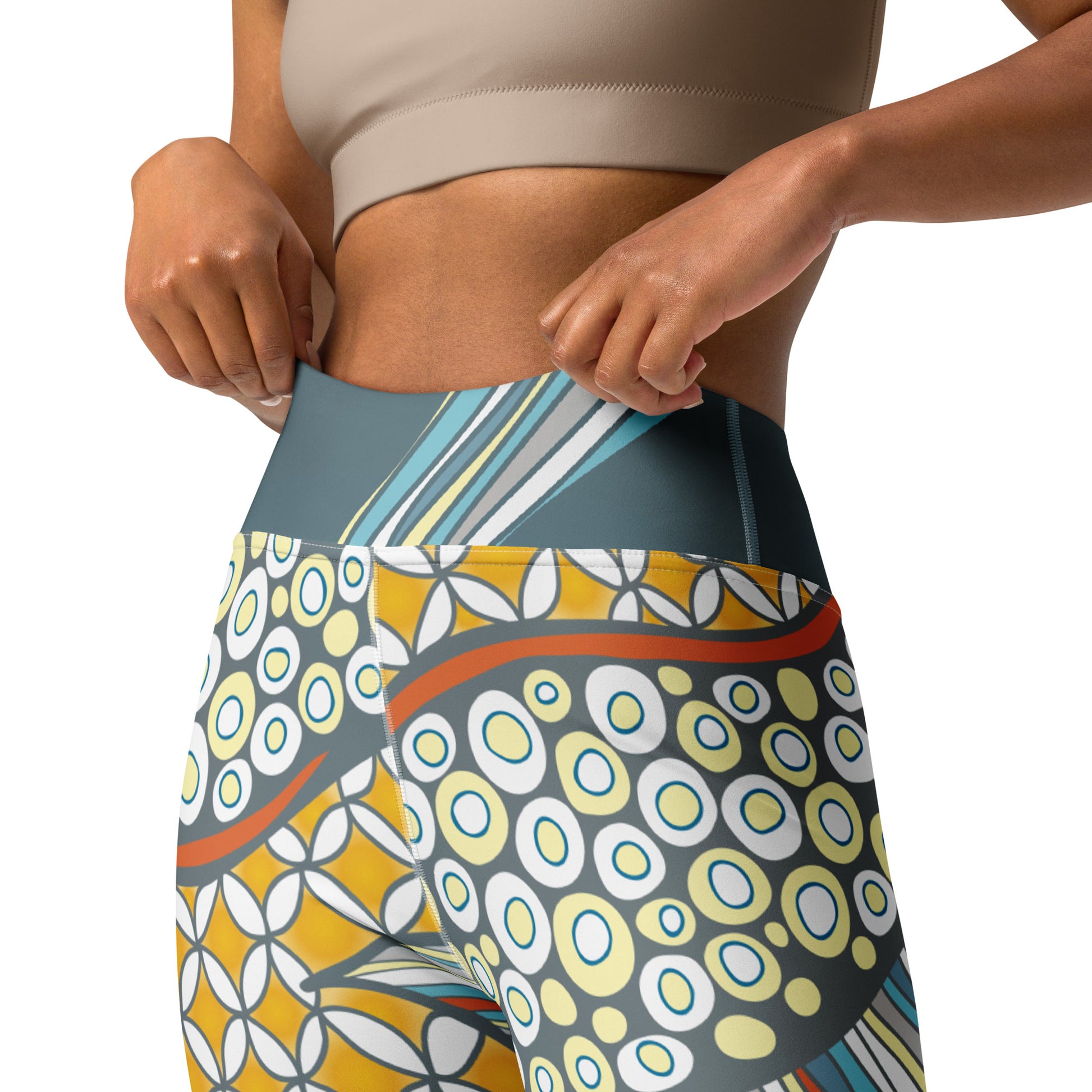 halibut inspired hand drawn design on ladies leggings