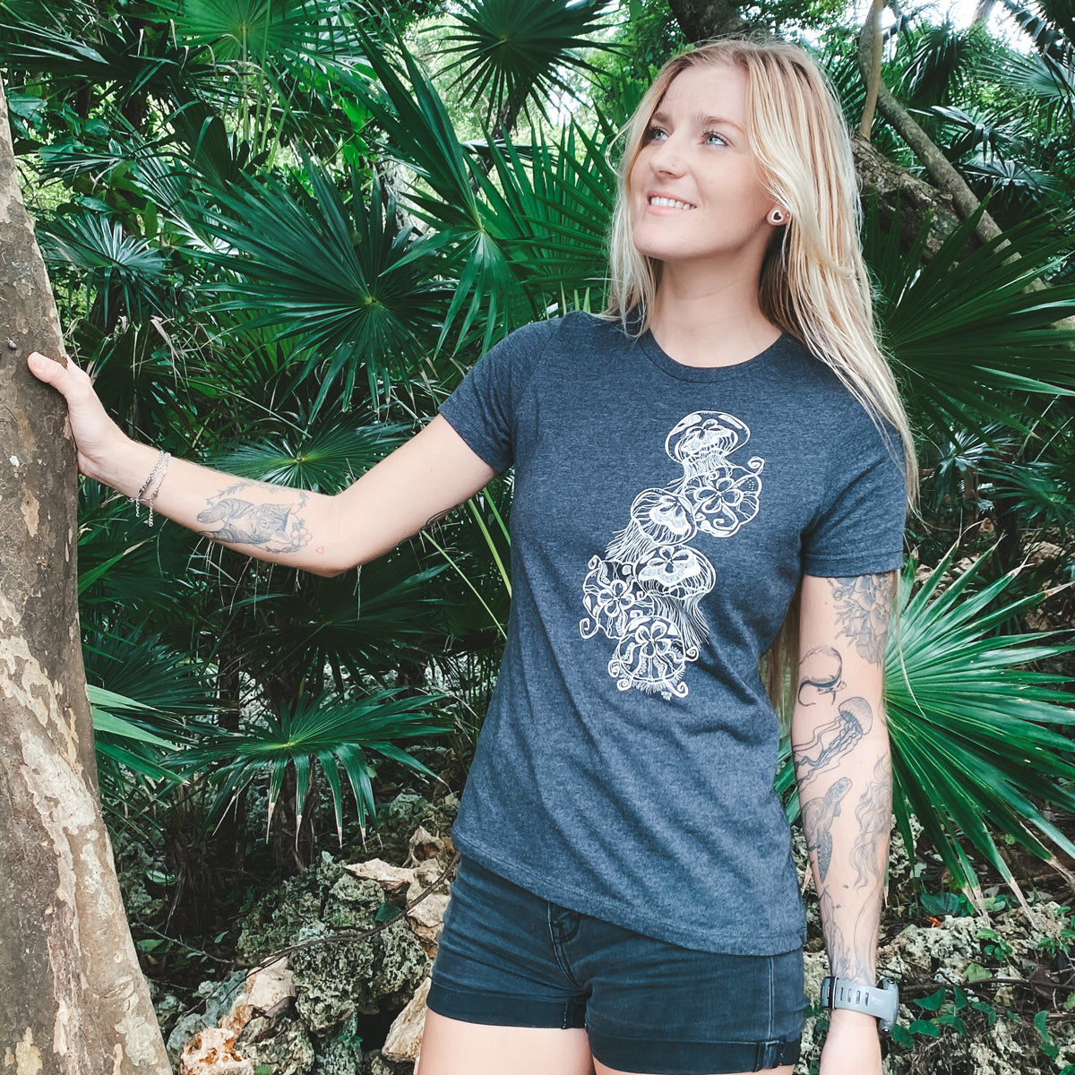 Moon Jellies (Dk Grey)- Ladies Relaxed Tee