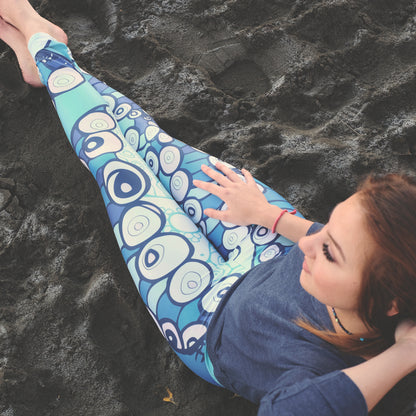 hand painted octopus design on ladies legging