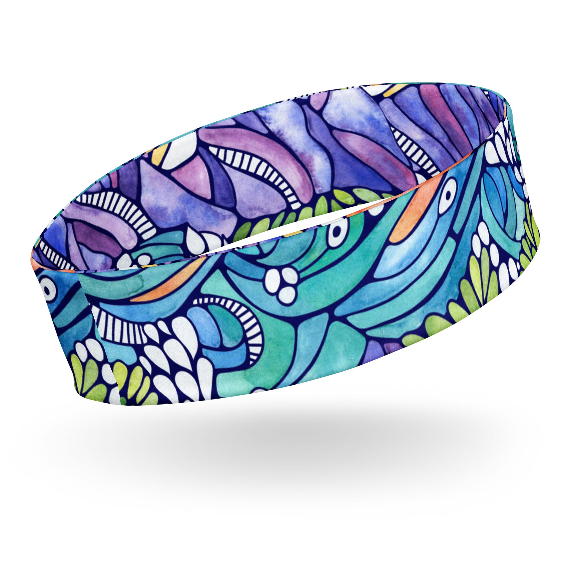 headband featuring a hand painted watercolored wave design