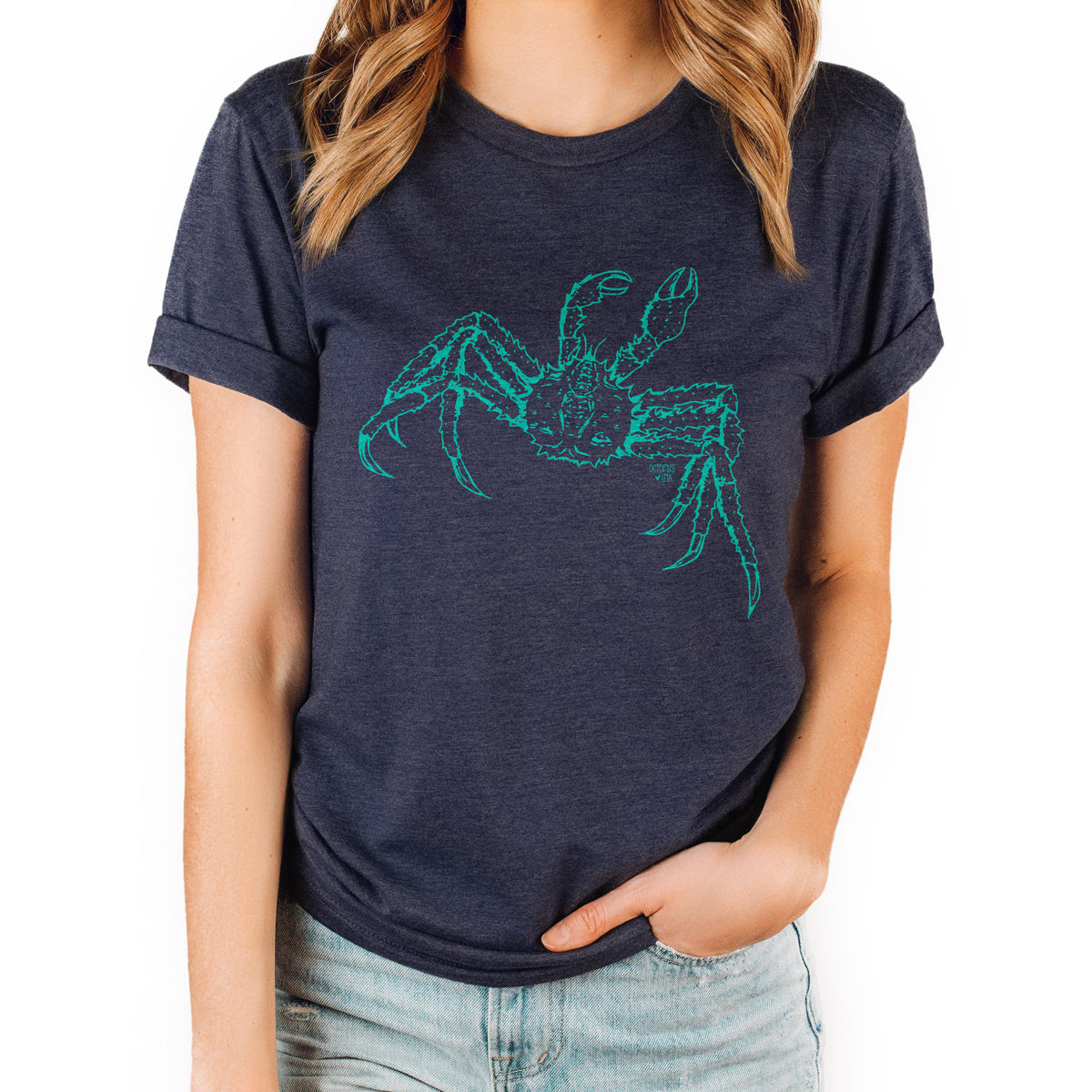 crab on a navy unisex tee