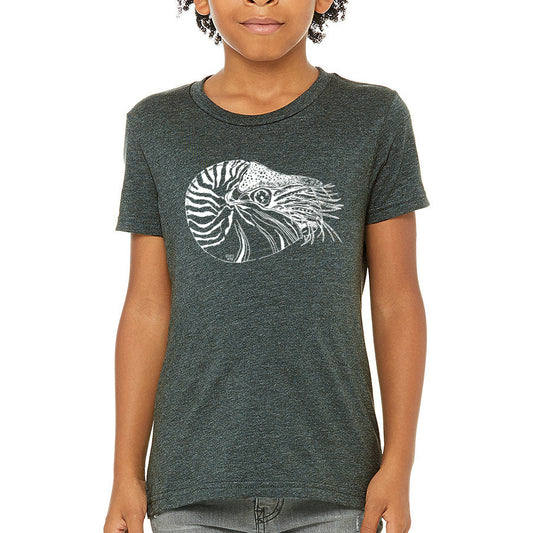 heather-forest-nautilus youth tee