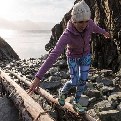humpback whale inspired hand painted design on ladies leggings