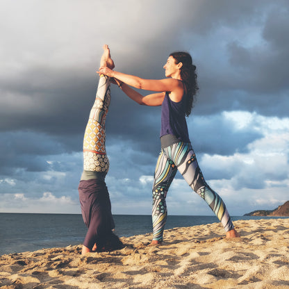humpback whale inspired hand painted design on ladies leggings