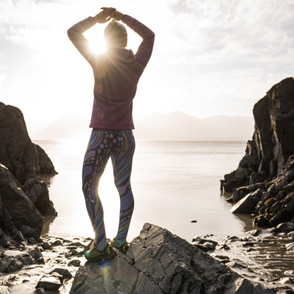humpback whale inspired hand painted design on ladies leggings