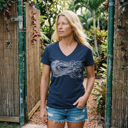 Kraken (Navy)- Ladies V-Neck Tee