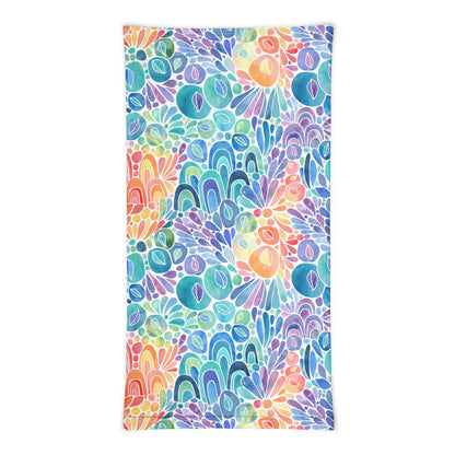 neck gaiter featuring a hand painted watercolor design 