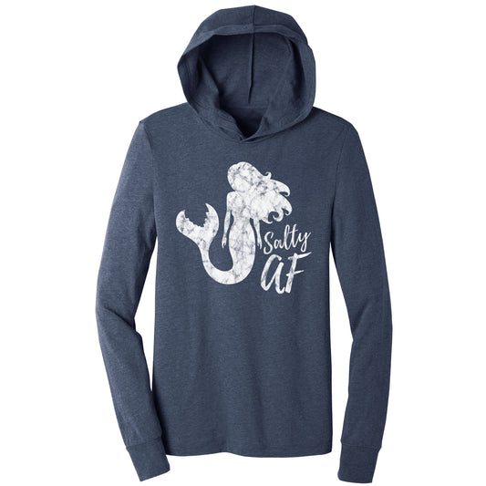 mermaid design on navy hooded long sleeve