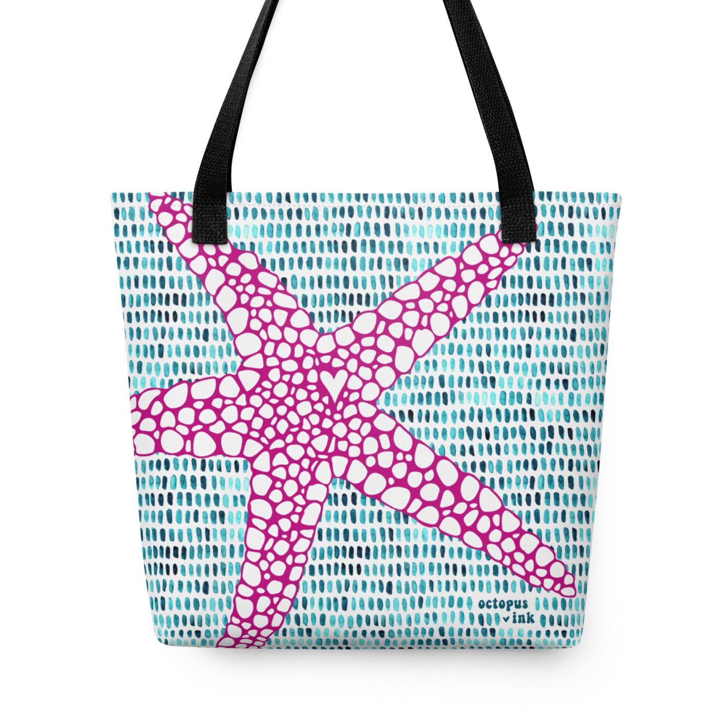 tote with hand painted starfish design