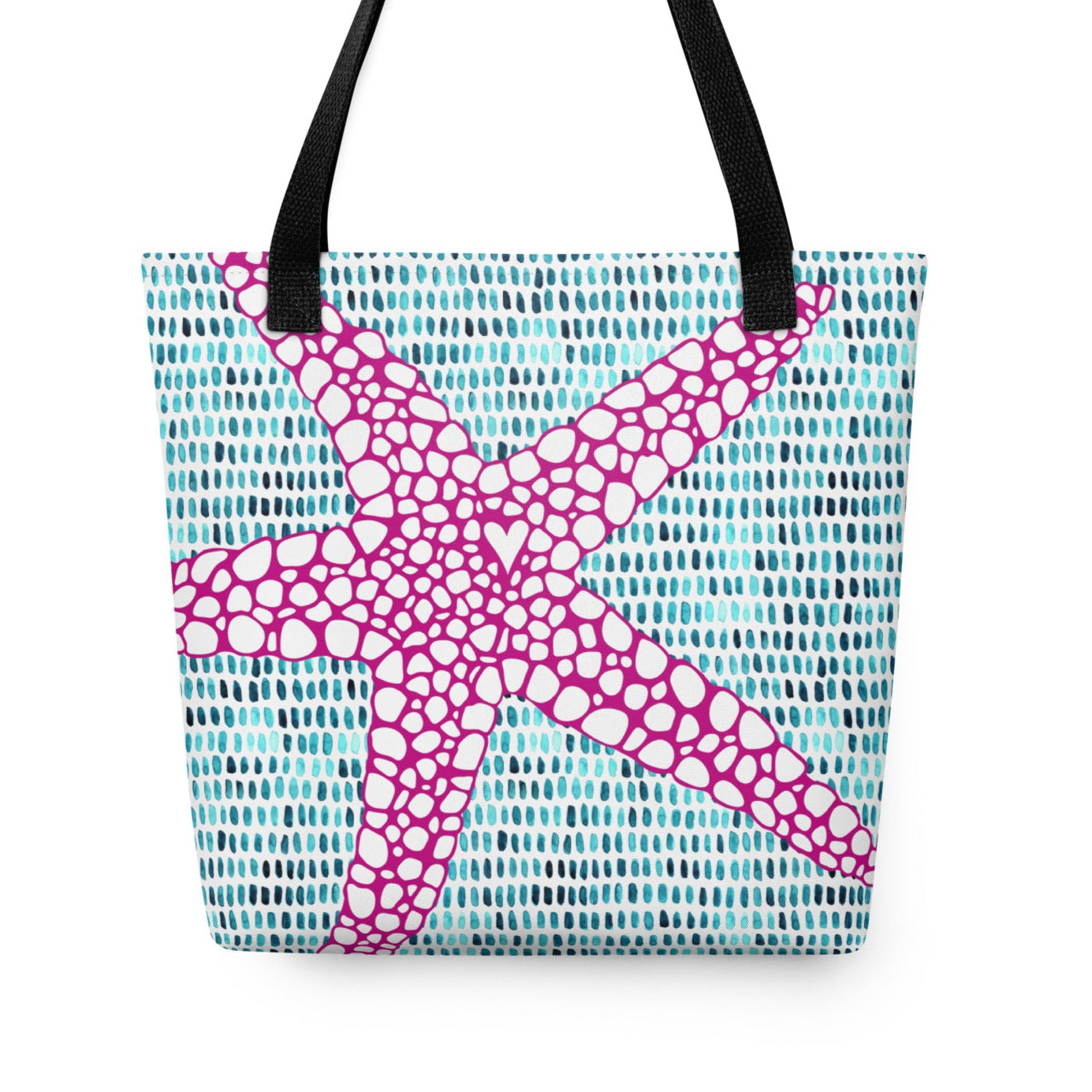 tote with hand painted starfish design