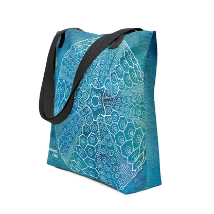 tote with a hand painted sea urchin design