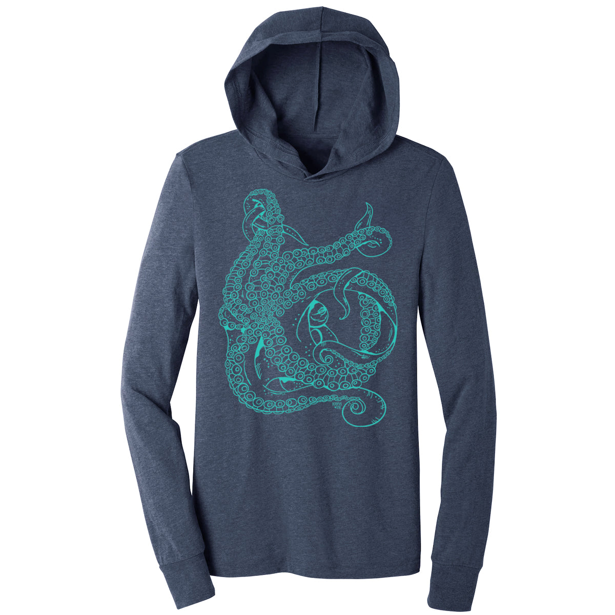 octopus design on navy hooded long sleeve