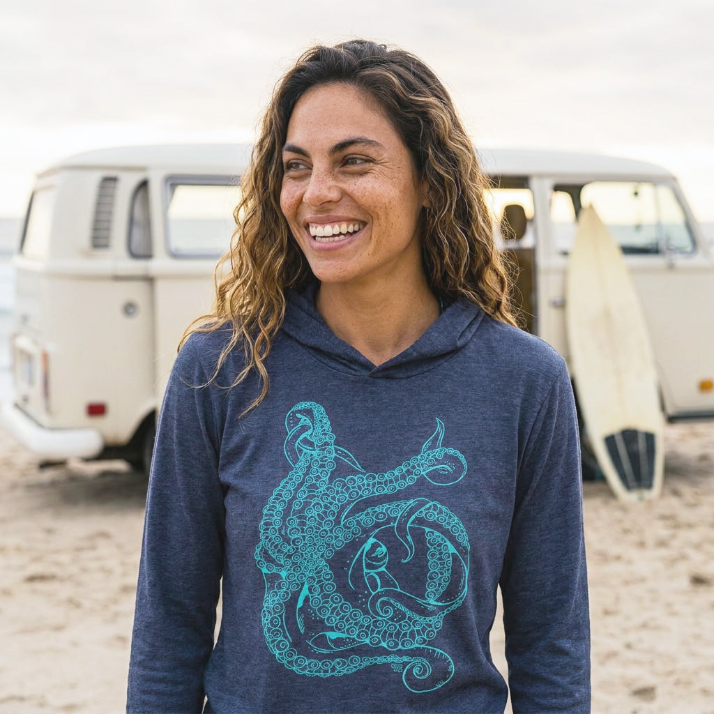 Tentacle (Navy)- Hooded Long Sleeve