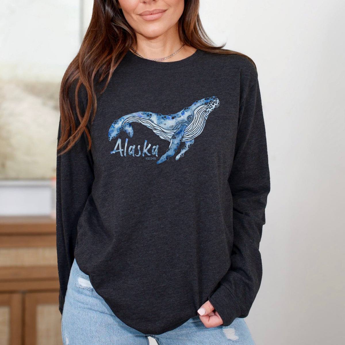 Watercolor Whale (Black)- Long Sleeve