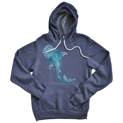 Watercolor Whale Shark (Navy)- Fleece Pullover