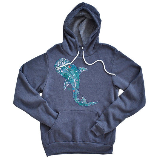 Watercolor Whale Shark (Navy)- Fleece Pullover