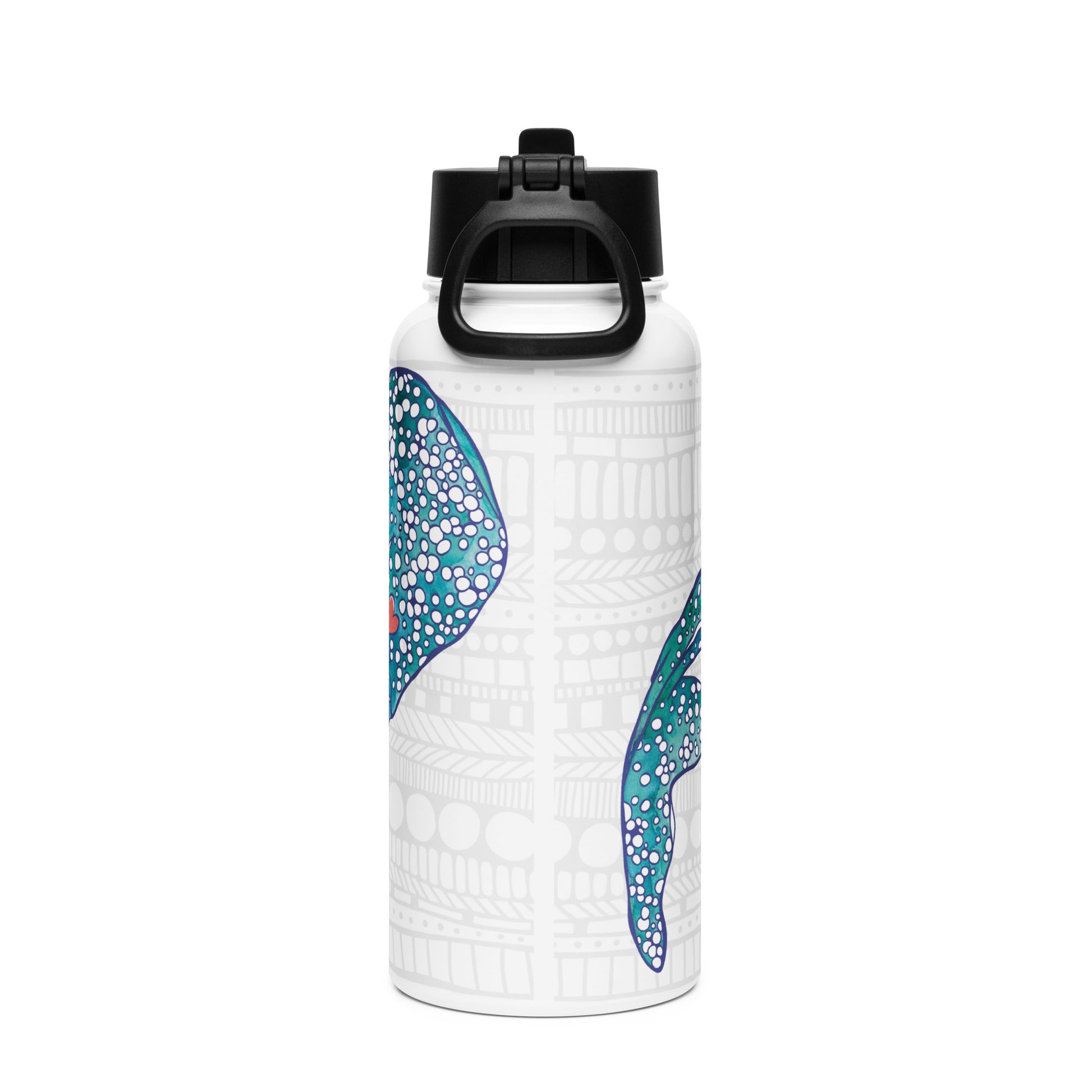 water bottle with a hand painted whale shark design