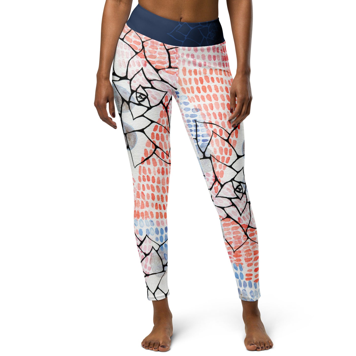leggings with hand painted watercolor design