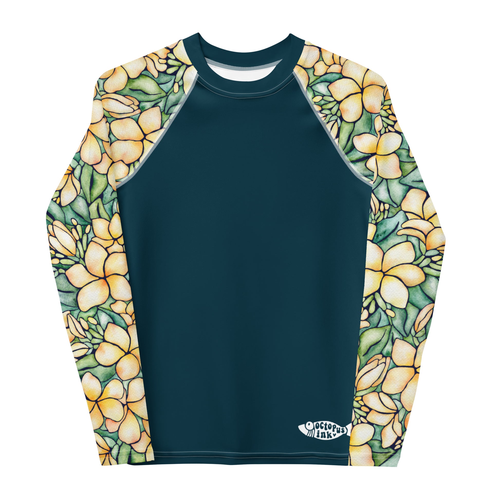 youth tropical plumeria rash guard