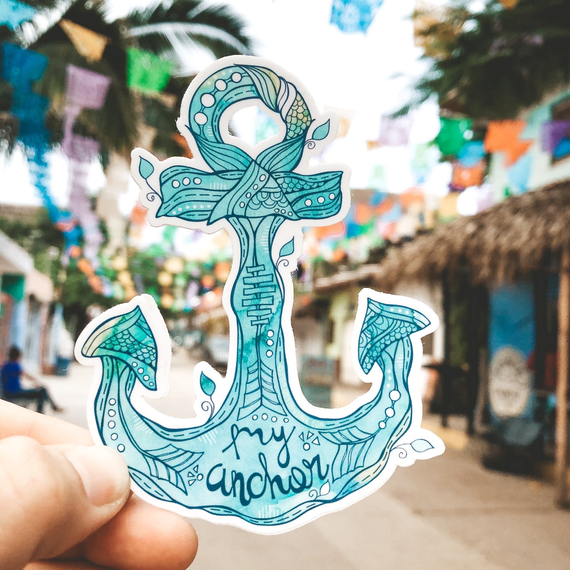 turquoise anchor decal