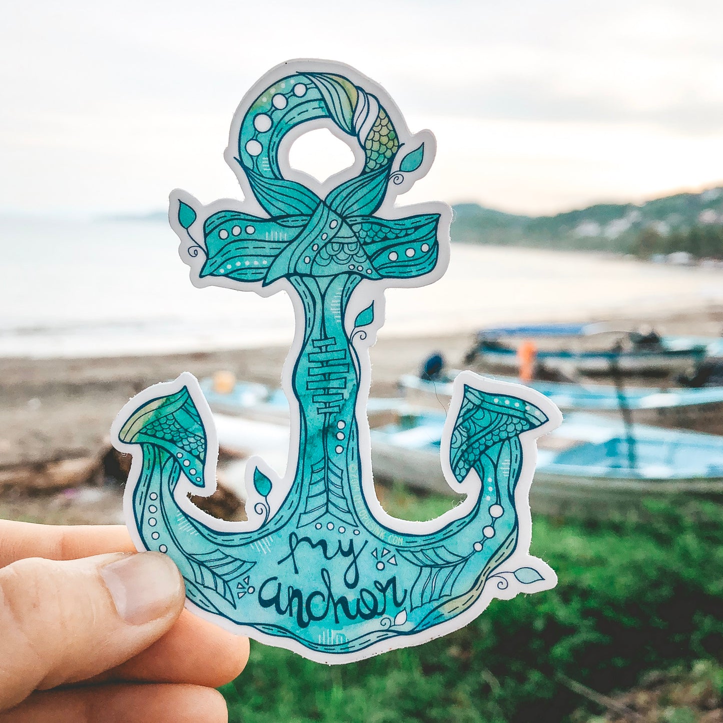 turquoise anchor decal