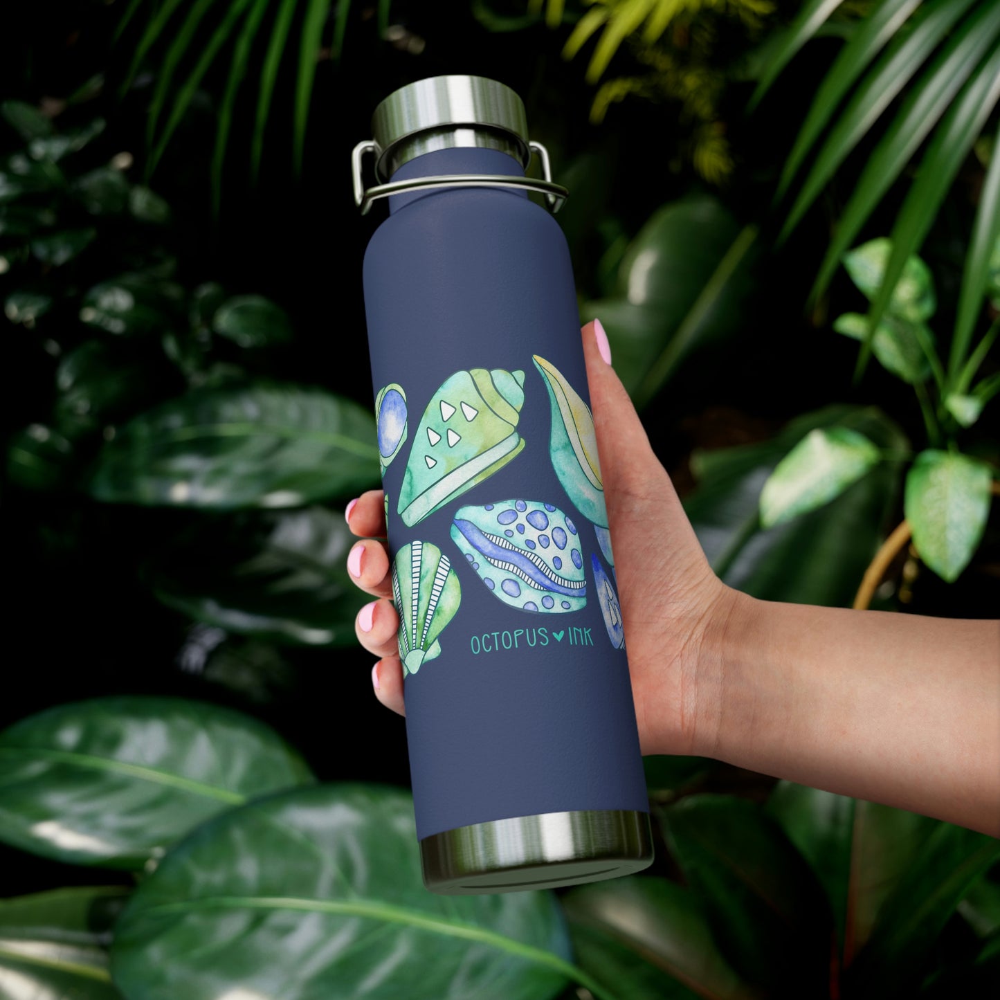 Tide Pool Shells (Navy)- Copper Vacuum Insulated Bottle