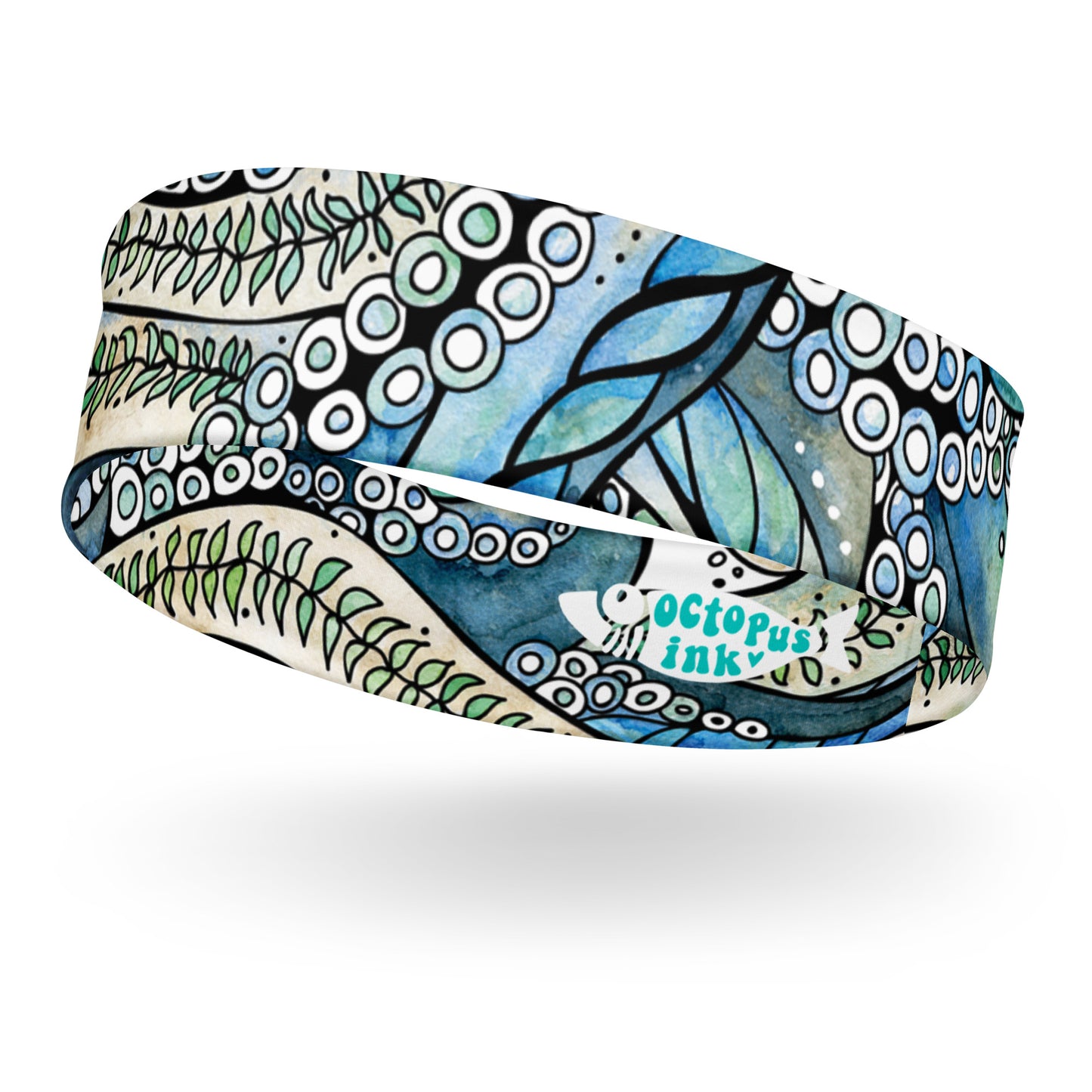 headband featuring a hand painted watercolored octopus design