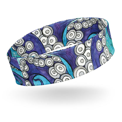 headband featuring a hand painted watercolor octopus design 