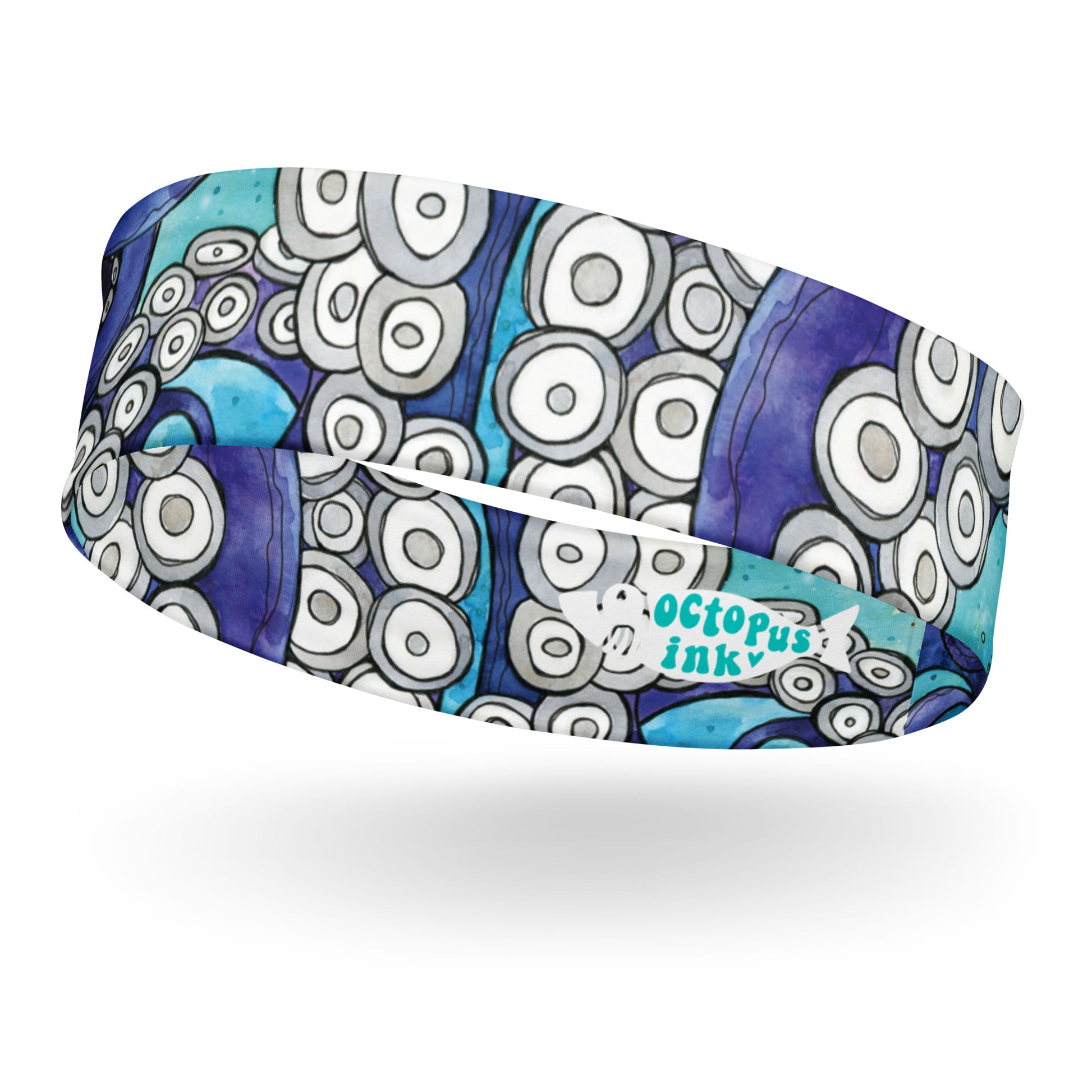 headband featuring a hand painted watercolor octopus design 