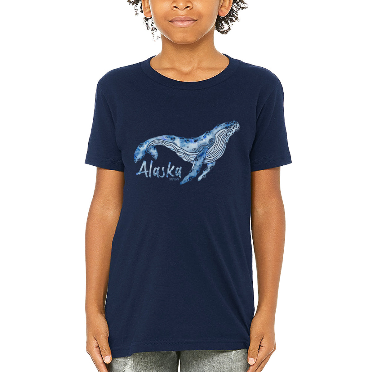Watercolor Whale (Navy)- Youth Tee